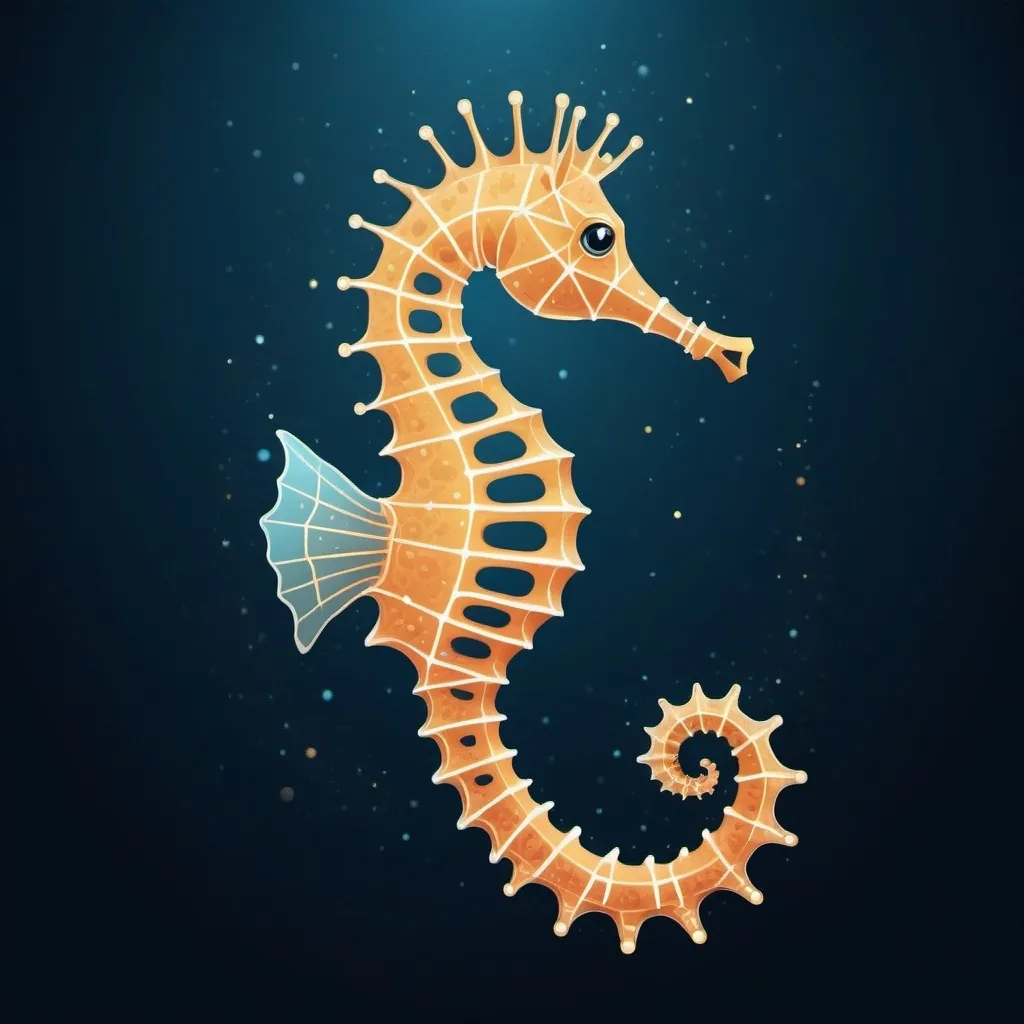 Prompt: A seahorse that drifts through the ocean like a floating constellation in vector art style