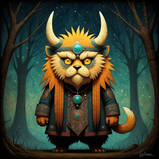 Prompt: Leomon in Andy Kehoe art style
