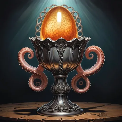 Prompt: Tarnished Grail in tentacle  neo-realism art style