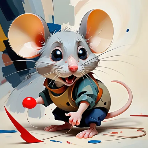 Prompt: mouse, injured but enduring everything to stay in the fight, in abstract art style, masterpiece, best quality