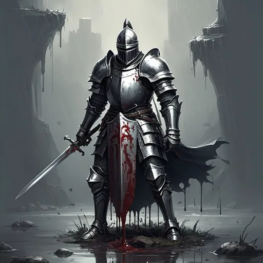 Prompt: Knight of Forceful Fight Nalnes in dripping gloomy art sytle
