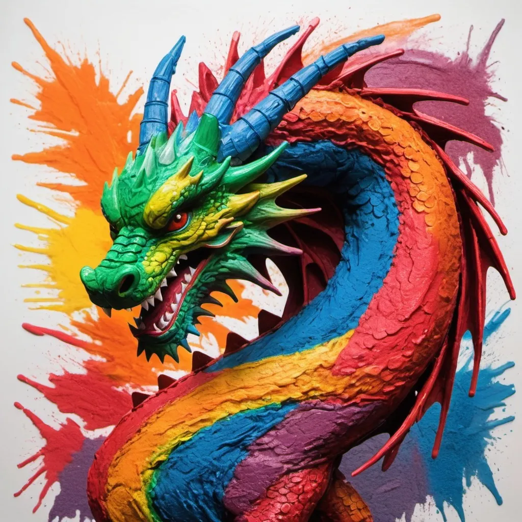 Prompt: Martial Arts Dragon in crayon art style