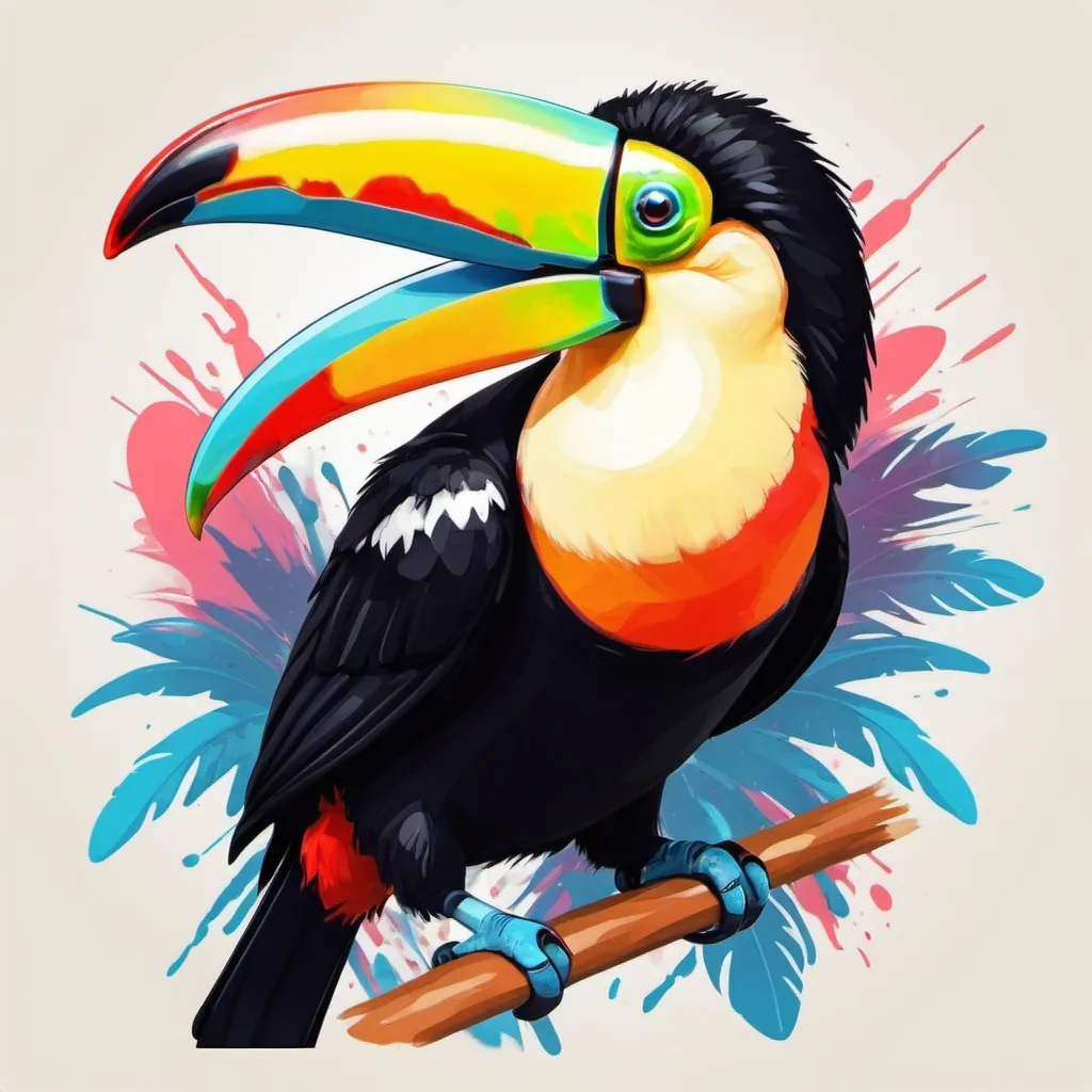 Prompt: Mean Toucan in  hyper art style