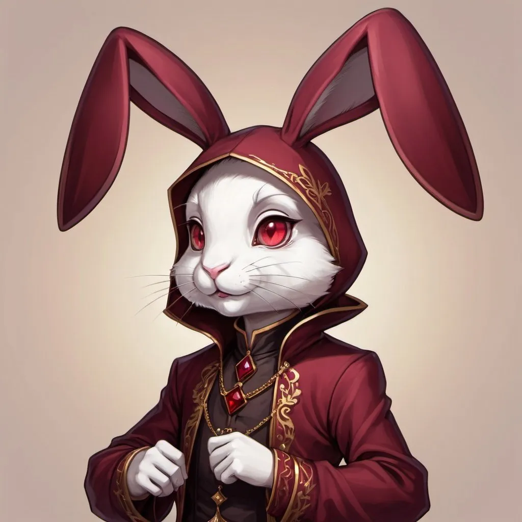 Prompt: Scion of Desire in rabbit garnet art style
