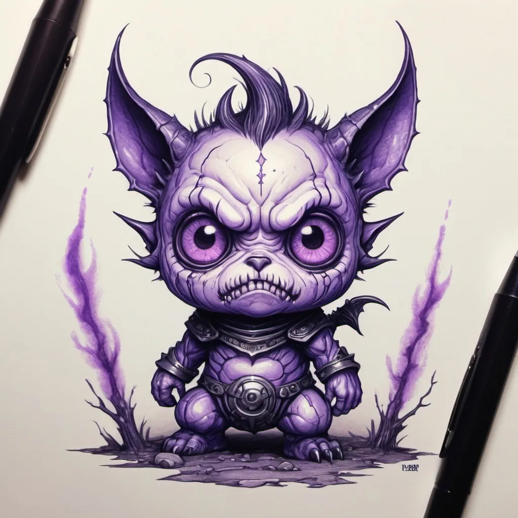 Prompt: Cursed Furor in cute ball point art style