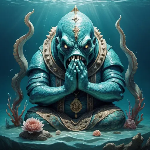 Prompt: Major Prayers in monster  aquatic art style