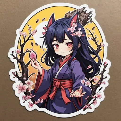 Prompt: Shikigami Summons in sticker spring art style