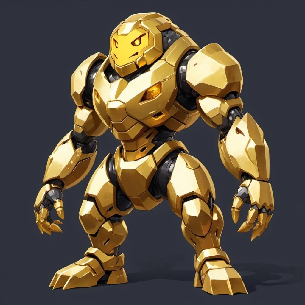 Prompt: Gold Golem with Gold palette in kemono friends art style