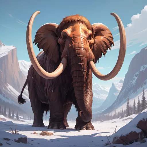 Prompt: Aggressive Mammoth in sylvain sarrailh art style