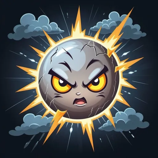 Prompt: fluffy cute ball of lightning with glowing eyes and sparks and bursts of lightning bolts in a storm in classic cartoon art style