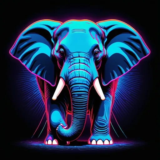 Prompt: Immortal Elephant in Vector  neon-aesthetic art style
