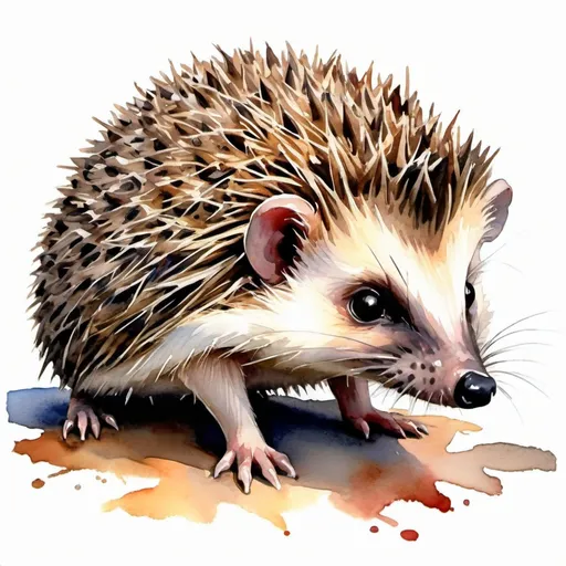 Prompt: Bladed Hedgehog in watercolor painting neo-classicism art style