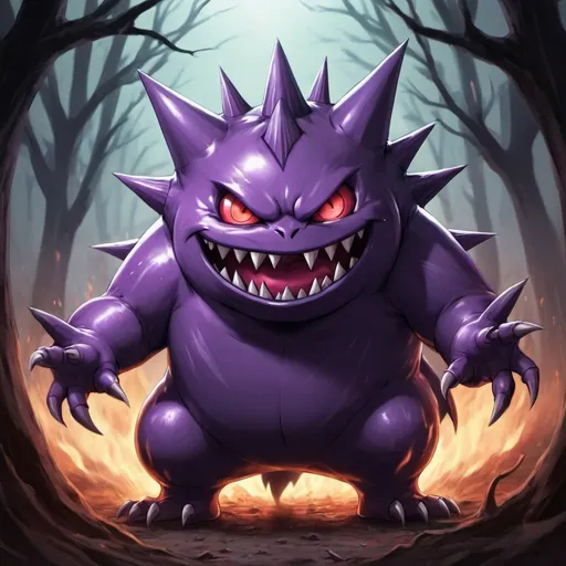 Prompt: A Gengar is close by if you feel a sudden chill. It may be trying to lay a curse on you in tendril reaper art style