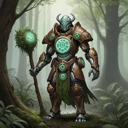 Prompt: Warforged Circle of Spores druid
