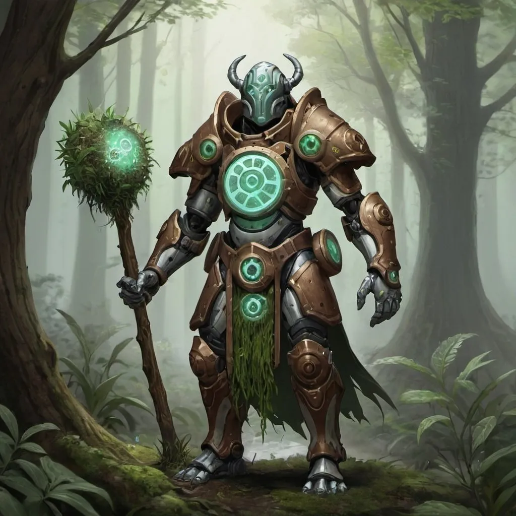 Prompt: Warforged Circle of Spores druid