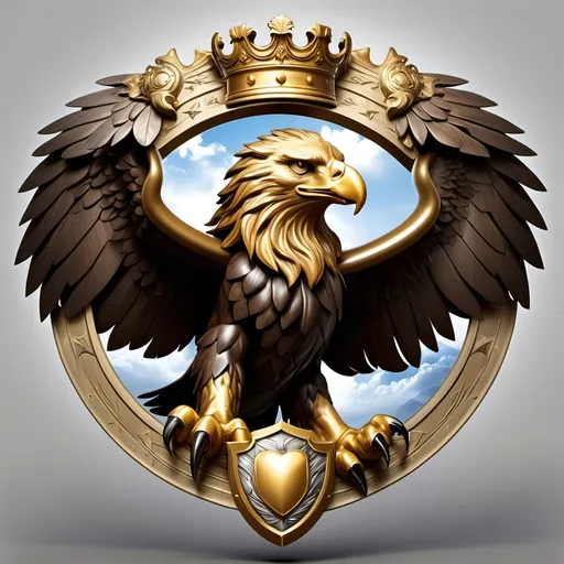Prompt: Motto:
"With the eyes of the eagle and the heart of the lion, I conquer the skies and rule the earth."


---

It captures your vision (eagle), your courage and strength (lion), and your destiny (to lead and create).


---

Now for your Crest (Symbol Design):

Imagine a shield with these elements:

Top Half: A golden eagle soaring across a bright sky, wings spread wide (for vision, wisdom, freedom).

Bottom Half: A majestic lion standing proudly on rocky ground, roaring toward the horizon (for courage, leadership, passion).

Background Colors:

Red (for fire, passion, strength)

Gold (for royalty, greatness, success)


Center Symbol: A sun rising between the eagle and the lion (representing you: the one who bridges sky and earth).


Extra Details:

A banner beneath the shield with your motto in bold lettering.

Flames gently surrounding the shield, symbolizing your inner f
Summary:
Your crest would show eagle + lion + fire + sun — making it clear: you are a force of nature, born to lead, born to shine.