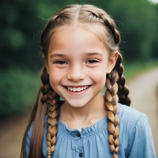 Prompt: girl, 10, long hair, braids, smiling