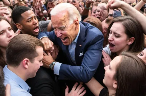 Prompt: Joe Biden in a mosh pit