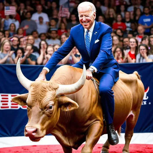 Prompt: Joe Biden riding a bull