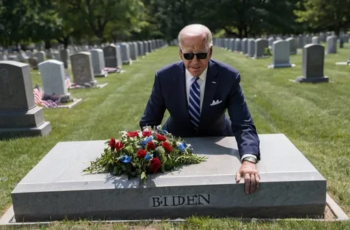 Prompt: Joe Biden in a grave