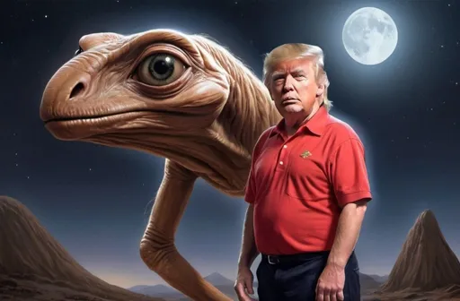 Prompt: Donald Trump starring in E.T. movie art