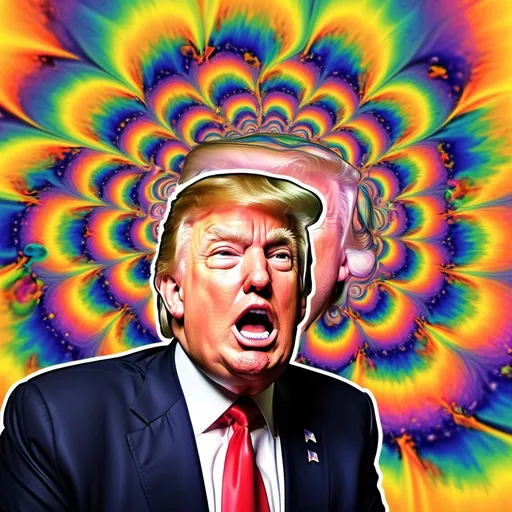 Prompt: Donald Trump tripping on LSD