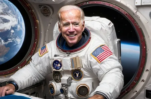 Prompt: Joe Biden in space