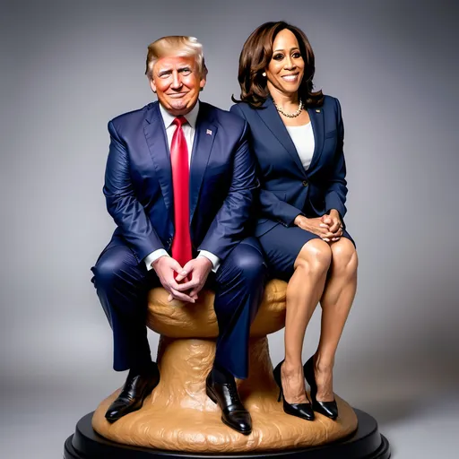 Prompt: Donald Trump sitting on Kamala Harris head