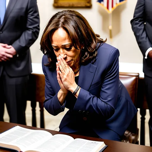 Prompt: Kamala Harris praying to Jesus