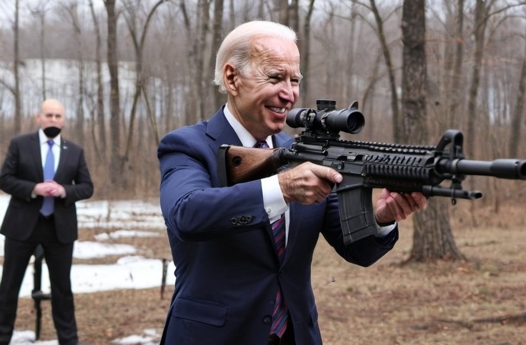 Prompt: Joe Biden shooting Russians 