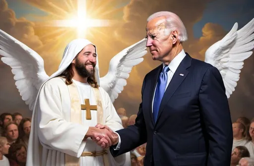 Prompt: Joe Biden In Heaven with Jesus