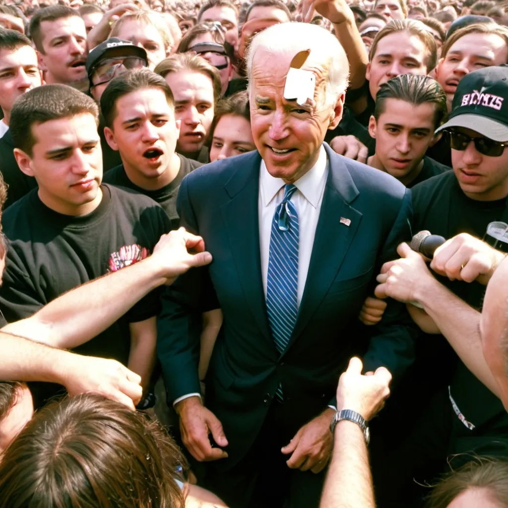 Prompt: Joe Biden in 90's Moshpit