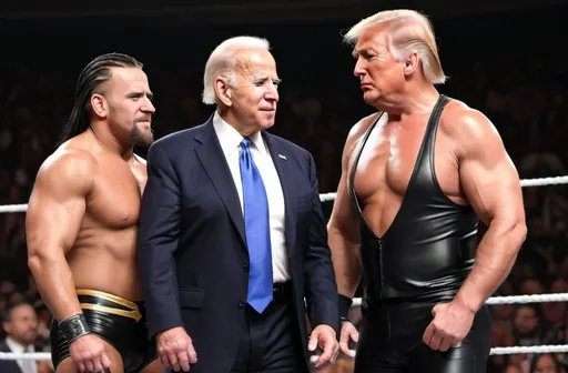 Prompt: Joe Biden and Donald Trump as WWE wrestlers