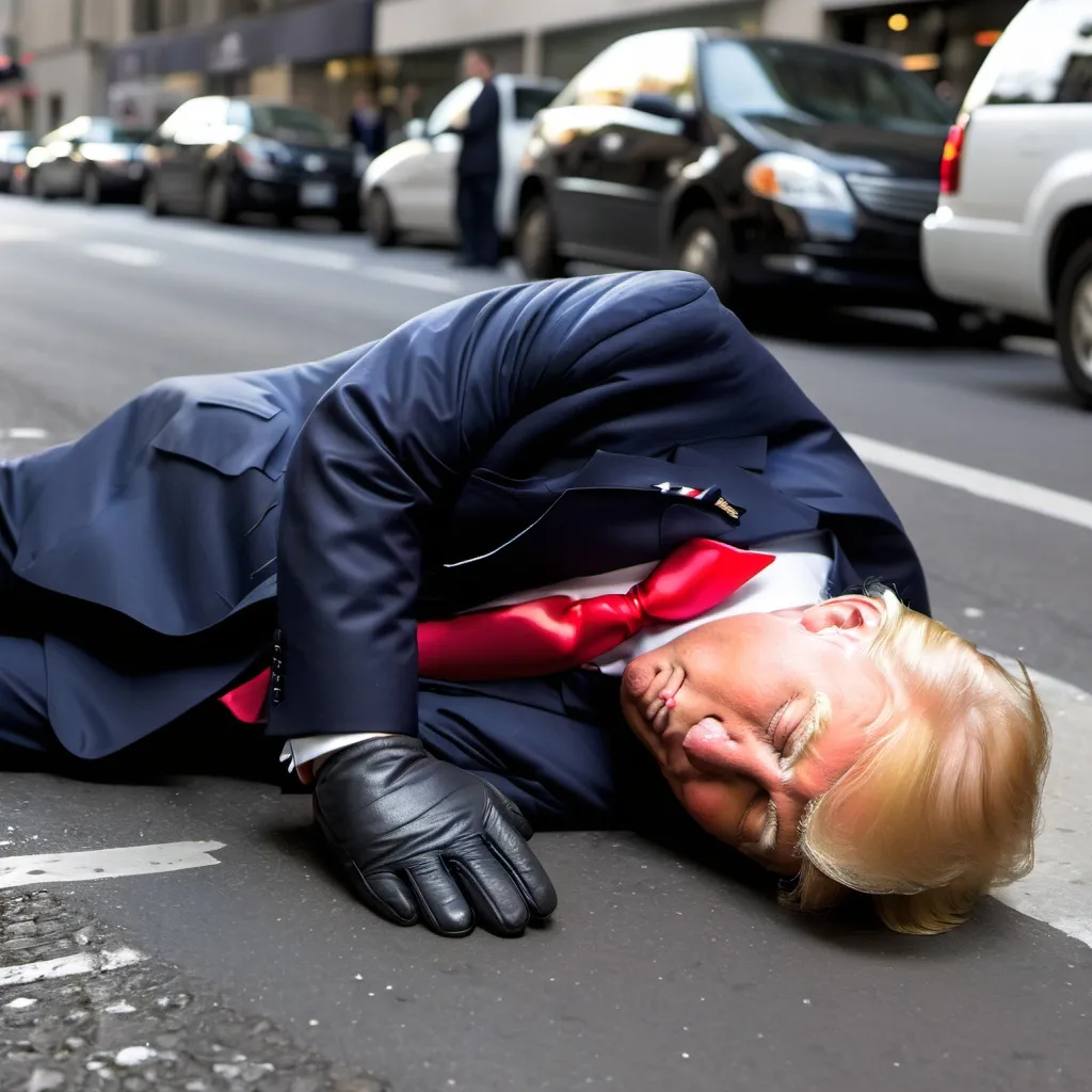 Prompt: Donald Trump sleeping in street