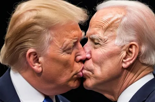 Prompt: Donald Trump kissing Joe Biden