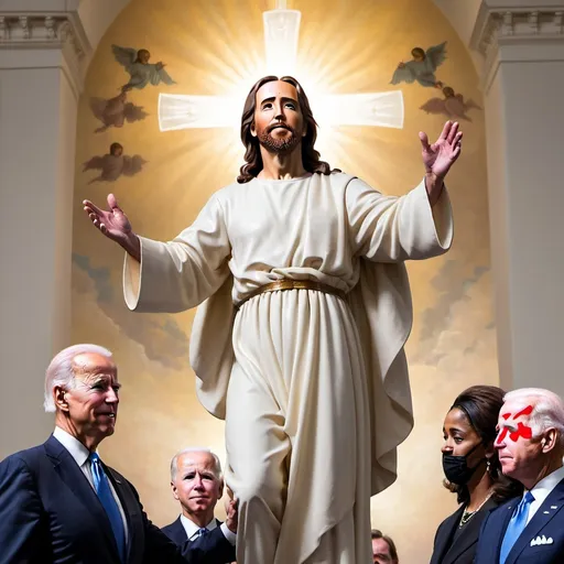 Prompt: Jesus hovering over Joe Biden