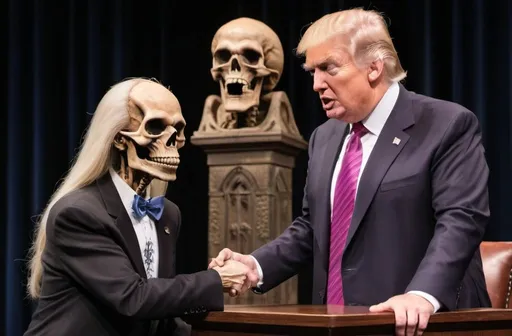 Prompt: Donald Trump debating the crypt keeper on stage