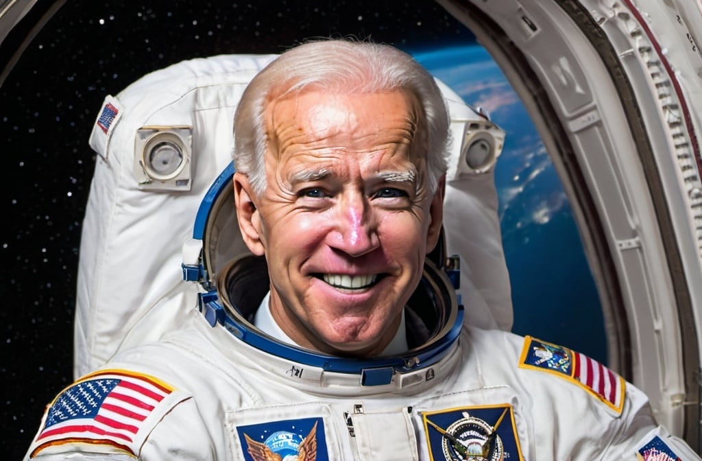 Prompt: Joe Biden in space