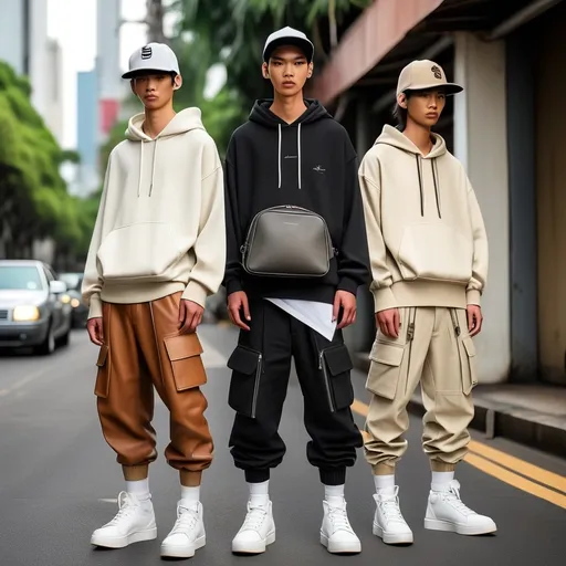 Prompt: "Design a men's streetwear collection for *error ugly* 2025, combining high-end luxury with a rebellious, satirical edge. The collection should feature oversized and deconstructed silhouettes, raw hems, and asymmetrical designs, with a focus on minimalism and rugged textures. Stick to an earthy, sophisticated color palette: cream, white, beige, brown, gray, and black, giving the collection a refined yet edgy vibe. Use high-quality materials like premium cotton, soft leather, and suede, paired with unexpected details that mock societal standards with subtle, sarcastic graphics or slogans. While maintaining a streetwear base, each piece should feel luxurious, blending the rawness of street culture with the elegance of high fashion. Accessories should include sleek, minimalist leather bags, high-end sneakers, and caps with ironic but understated messaging. The result should be a collection that screams 'street for the elite,' with a rebellious soul and a touch of refined luxury."

ด้วยโทนสีเอิร์ธและการเล่นกับความหรูหราในแบบสตรีท จะช่วยสร้างลุคที่ชัดเจนสำหรับกลุ่มลูกค้าระดับสูง!