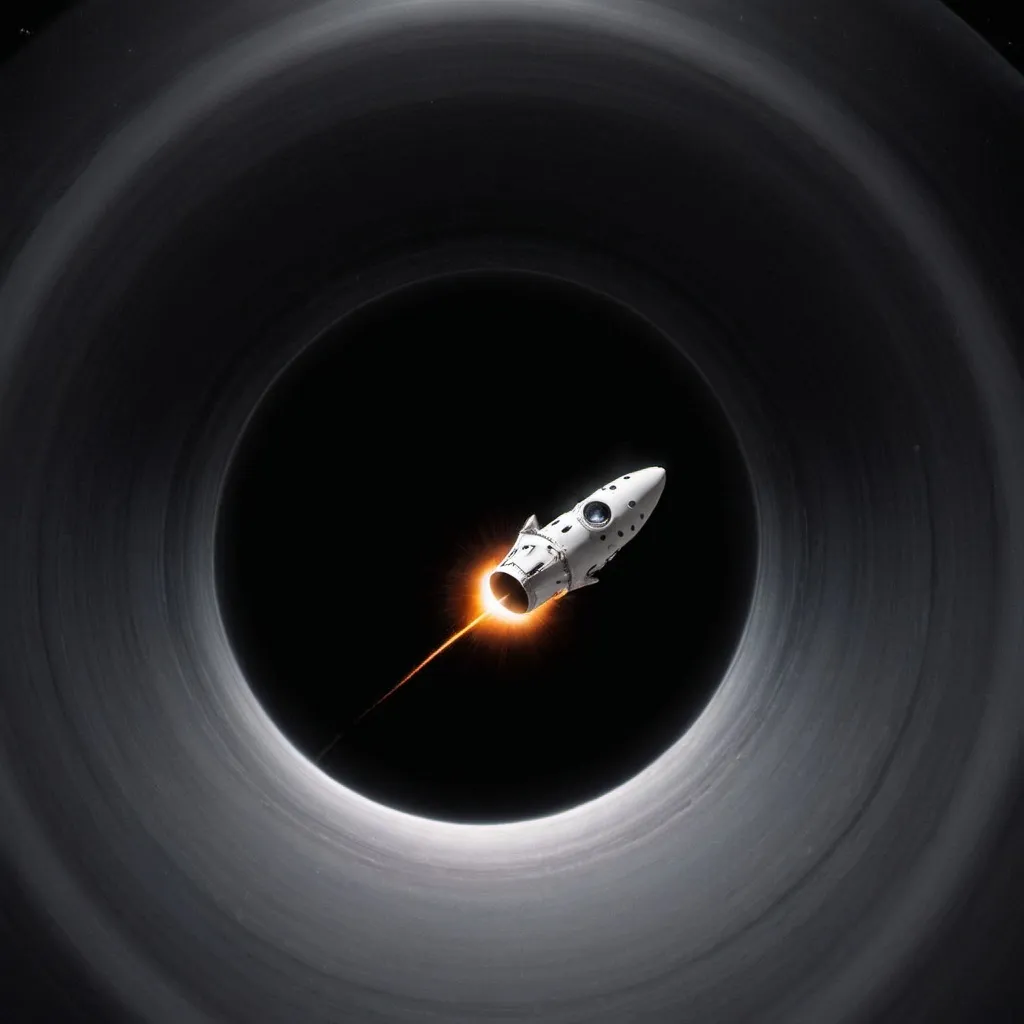 Prompt: a space ship entering a black hole