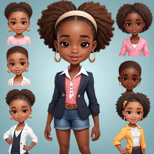 Prompt: Create African American children cartoon with the characters fashionably dressed