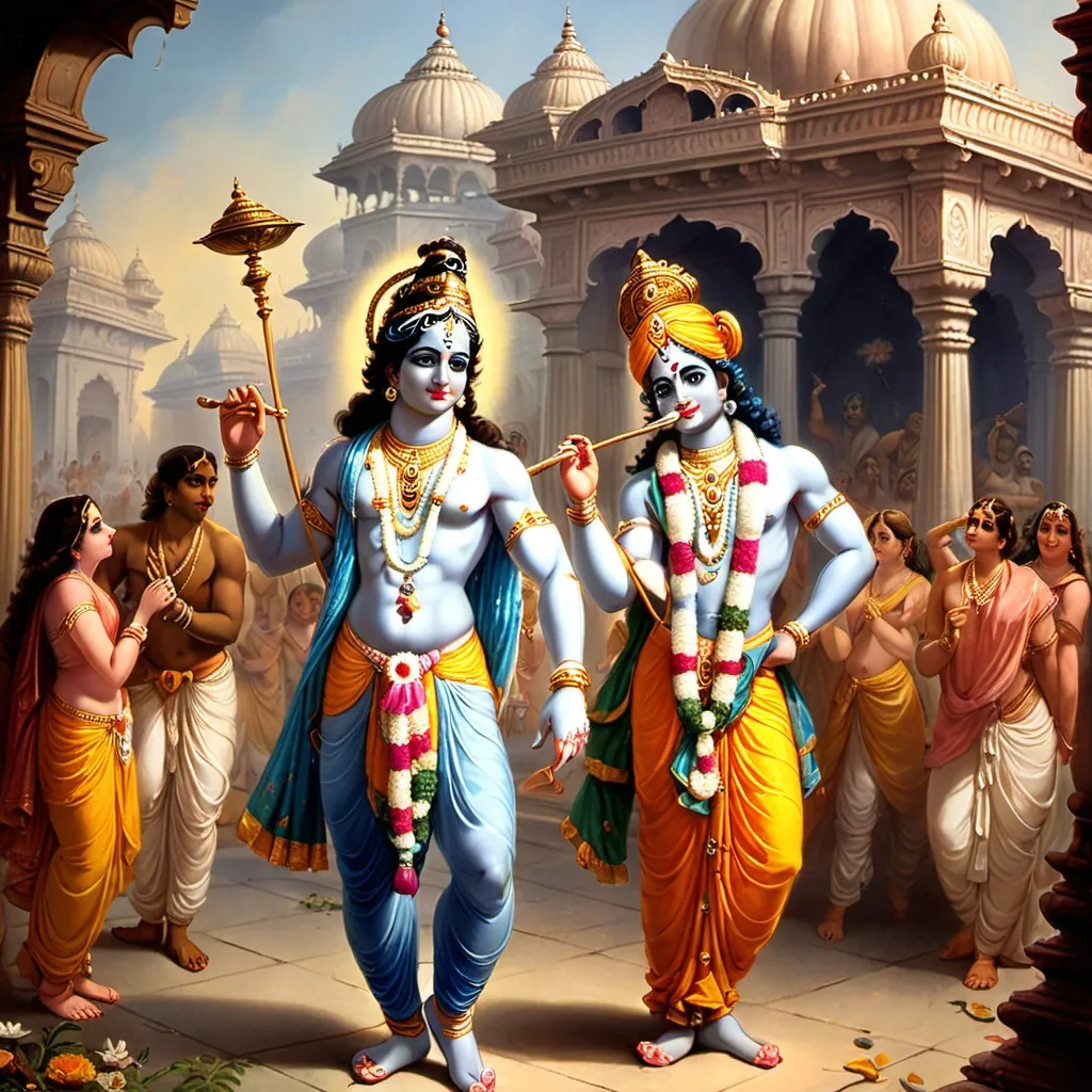 Prompt: Adventure Of Lord Krishna in Vrindavan 