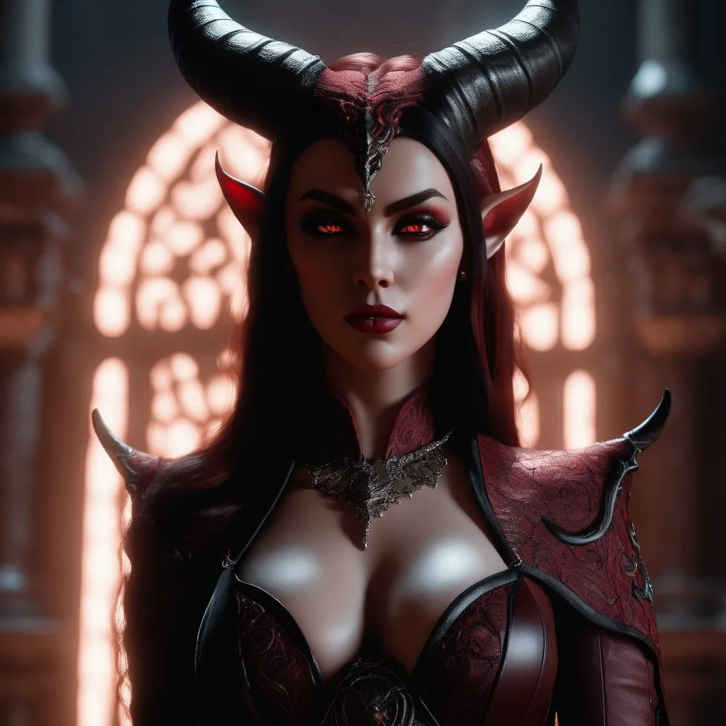 Prompt: extremely realistic, hyperdetailed, succubus, long horns, dark red skin, dark aura, highly detailed face, highly detailed eyes, full body, whole body visible, full character visible, soft lighting, high definition, ultra realistic, unreal engine 5, 8K, digital art