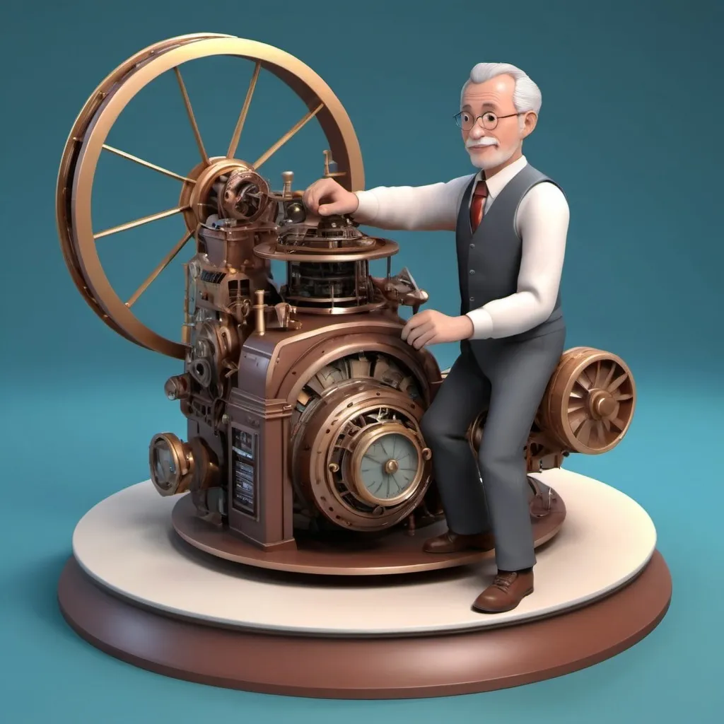 Prompt: A man create a Time machine 3D cartoon model creator time machine 3D cartoon motor