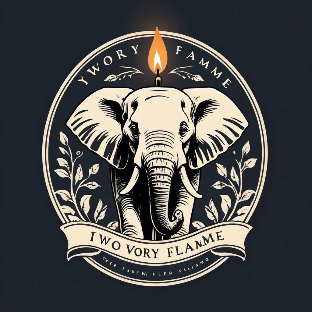 Prompt: make a logo for a handmade candle business inspired by elephants called the ivory flame