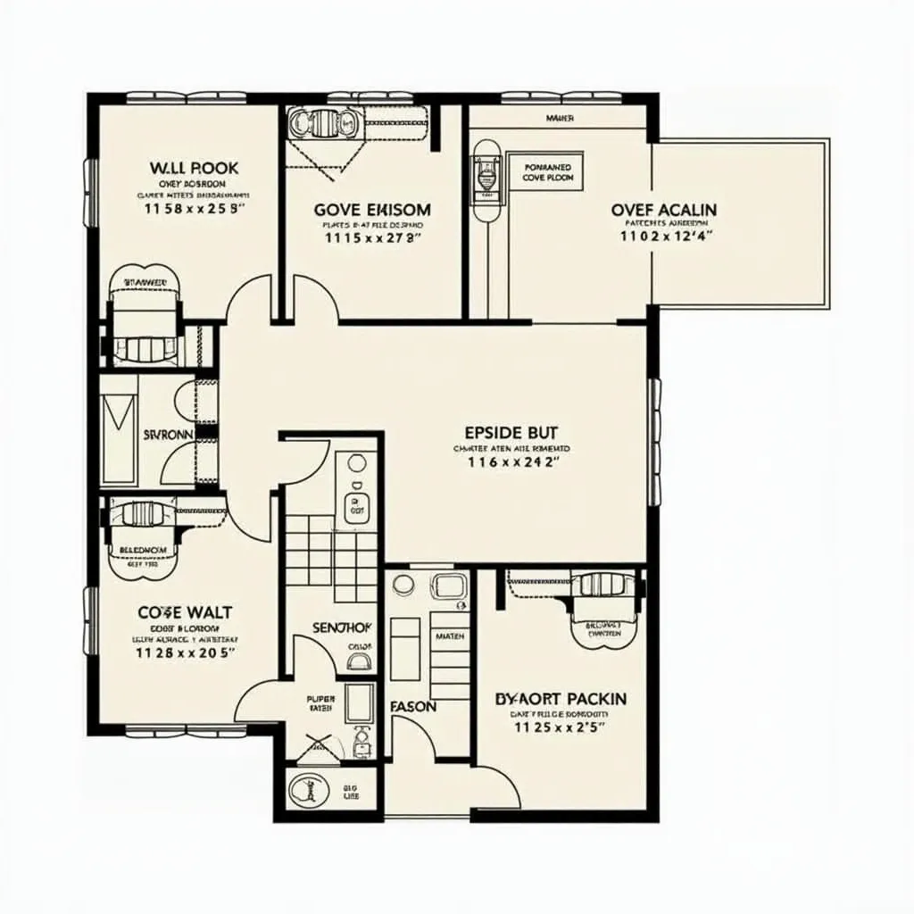 Prompt: floor plan for
modern 3 bedroom house
12x12 bedrooms
with a walk in pantry
include dimensions
should also have a walk in pantry