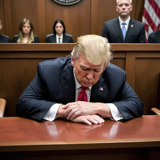 Prompt: Donald Trump Sleeping in Court