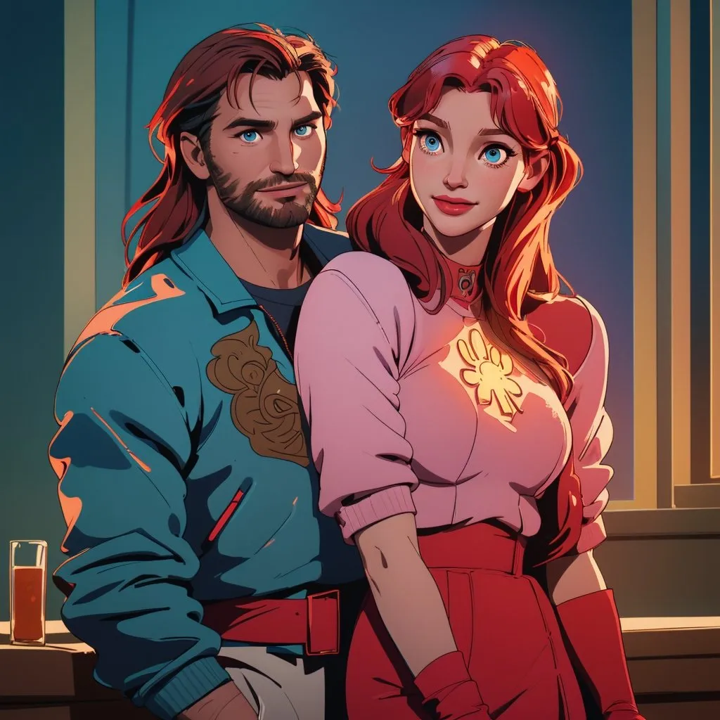 Prompt: 4k, best quality, modern AU illustration of Jessica Chastain and Clive Standen in love, modern setting, detailed facial expressions, intricate details, happy smile, highres, detailed eyes, professional, realistic, detailed clothing, perfect bodies, modern, professional lighting