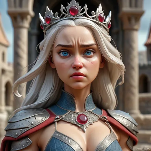 Prompt: {{{{highest quality full body splash art masterpiece, hyperrealistic, hyperrealism, full body pose, {{female Targaryen Game of Thrones}}, {{Fantasy land ancient city Old Valyria  Game Of throne Background}} intricately hyperdetailed, hyperrealistic intricate details, toned muscle definition female body, perfect face, perfect body, perfect anatomy, silver crown with red rubies, perfect composition, Detailed and Intricate, Detailed Render, 3D Render,  fantasy, silver/grey hair, blue eyes

}}}}