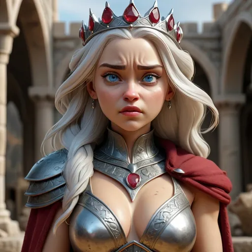 Prompt: {{{{highest quality full body splash art masterpiece, hyperrealistic, hyperrealism, full body pose, {{female Targaryen Game of Thrones}}, {{Fantasy land ancient city Old Valyria  Game Of throne Background}} intricately hyperdetailed, hyperrealistic intricate details, toned muscle definition female body, perfect face, perfect body, perfect anatomy, silver crown with red rubies, perfect composition, Detailed and Intricate, Detailed Render, 3D Render,  fantasy, silver/grey hair, blue eyes

}}}}